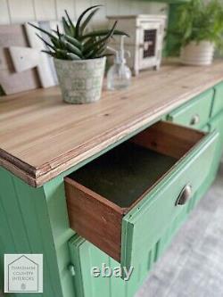 Green Solid Pine Vintage Style Country Farmhouse Kitchen Dresser