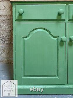 Green Solid Pine Vintage Style Country Farmhouse Kitchen Dresser