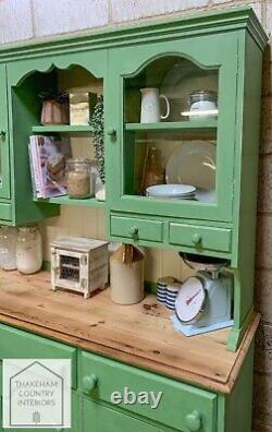 Green Solid Pine Vintage Style Country Farmhouse Kitchen Dresser