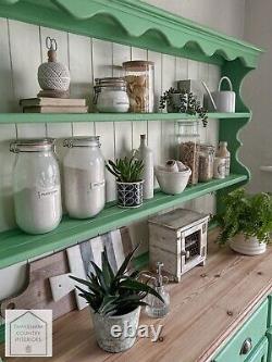 Green Solid Pine Vintage Style Country Farmhouse Kitchen Dresser