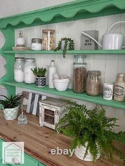 Green Solid Pine Vintage Style Country Farmhouse Kitchen Dresser