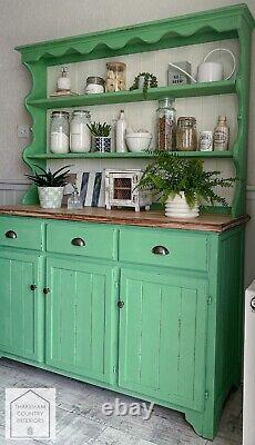 Green Solid Pine Vintage Style Country Farmhouse Kitchen Dresser