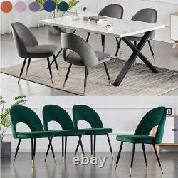 Grey Dining Chairs 2 4 6 Set Metal legs Retro Velvet Dining Room Chair Kitchen