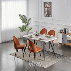 Grey Dining Chairs 2 4 6 Set Metal legs Retro Velvet Dining Room Chair Kitchen