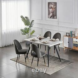 Grey Dining Chairs 2 4 6 Set Metal legs Retro Velvet Dining Room Chair Kitchen