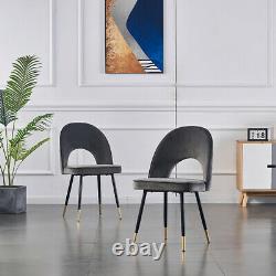 Grey Dining Chairs 2 4 6 Set Metal legs Retro Velvet Dining Room Chair Kitchen