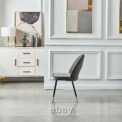 Grey Dining Chairs 2 4 6 Set Metal legs Retro Velvet Dining Room Chair Kitchen