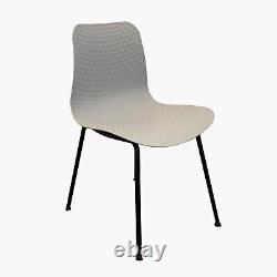 Grey Dining Chairs Set of 4 Retro Plastic Chairs Metal Legs Tulip Kitchen Chairs