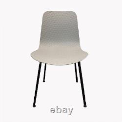 Grey Dining Chairs Set of 4 Retro Plastic Chairs Metal Legs Tulip Kitchen Chairs
