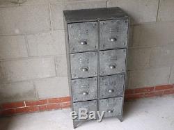 Grey Galvanised Metal 8 Drawers Industrial Cabinet Rustic Storage Organiser New