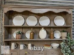 Grey Solid Pine Vintage Country Farmhouse Style Kitchen Dresser