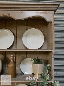 Grey Solid Pine Vintage Country Farmhouse Style Kitchen Dresser