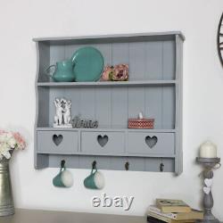 Grey wall shelving unit vintage French 2 shelf bedroom bathroom hallway storage