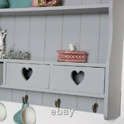 Grey wall shelving unit vintage French 2 shelf bedroom bathroom hallway storage