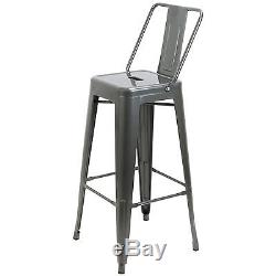 Gunmetal/grey Metal Breakfast Bar Stool Industrial/retro Seat/chair Back Rest