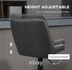 HOMCOM 2-Piece Swivel Bar Stool Set, Grey