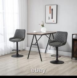 HOMCOM 2-Piece Swivel Bar Stool Set, Grey