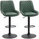 Homcom Bar Stools Set Of 2, Adjustable Bar Chairs 360° Swivel For Kitchen Green