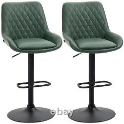 HOMCOM Bar Stools Set of 2, Adjustable Bar Chairs 360° Swivel for Kitchen Green