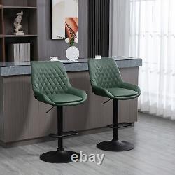 HOMCOM Bar Stools Set of 2, Adjustable Bar Chairs 360° Swivel for Kitchen Green