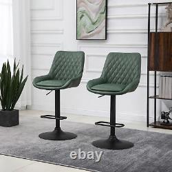 HOMCOM Bar Stools Set of 2, Adjustable Bar Chairs 360° Swivel for Kitchen Green