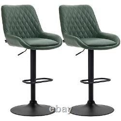HOMCOM Bar Stools Set of 2, Adjustable Bar Chairs 360° Swivel for Kitchen Green