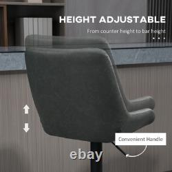 HOMCOM Bar Stools Set of 2, Adjustable Bar Chairs 360° Swivel for Kitchen Grey