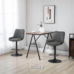 HOMCOM Bar Stools Set of 2, Adjustable Bar Chairs 360° Swivel for Kitchen Grey