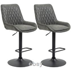 HOMCOM Bar Stools Set of 2, Adjustable Bar Chairs 360° Swivel for Kitchen Grey