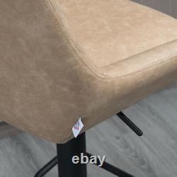 HOMCOM Bar Stools Set of 2, Adjustable Bar Chairs 360° Swivel for Kitchen Khaki