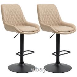 HOMCOM Bar Stools Set of 2, Adjustable Bar Chairs 360° Swivel for Kitchen Khaki