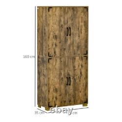 HOMCOM Farmhouse 4-Door Cabinet with Storage Shelves for Bedroom Rustic Wood