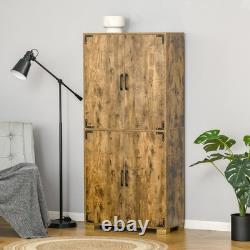 HOMCOM Farmhouse 4-Door Cabinet with Storage Shelves for Bedroom Rustic Wood