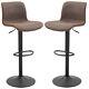 Homcom Retro Barstools Set Of 2 Pu Leather Adjustable Height Swivel Bar Chairs
