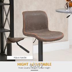 HOMCOM Retro Barstools Set of 2 PU Leather Adjustable Height Swivel Bar Chairs