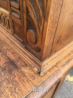 Hand Carved Vintage Wooden Cabinet Dresser Drawer Made In Sussex