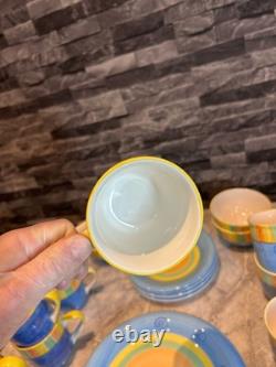 Hand Painted Retro 80/90s Vintage Table Set Plates & Cups Colorful Kitchen Wear