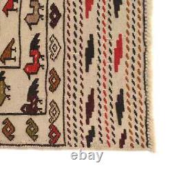 Hand knotted flat weave sumak killim 4.1x5.9 foot