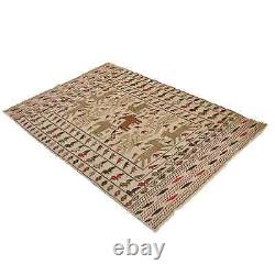 Hand knotted flat weave sumak killim 4.1x5.9 foot