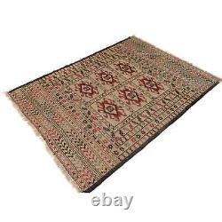 Hand knotted flat weave sumak killim 4.1x6.2 foot