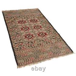 Hand knotted flat weave sumak killim 4.1x6.2 foot