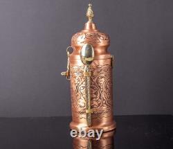 Handcrafted Copper Coffee Storage Jar with Spoon, 300g Capacity, Tinned Interior
