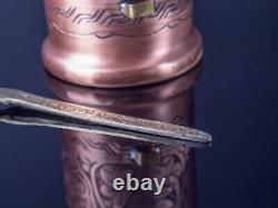 Handcrafted Copper Coffee Storage Jar with Spoon, 300g Capacity, Tinned Interior