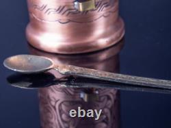 Handcrafted Copper Coffee Storage Jar with Spoon, 300g Capacity, Tinned Interior