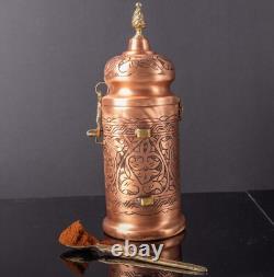 Handcrafted Copper Coffee Storage Jar with Spoon, 300g Capacity, Tinned Interior Handcrafted Copper Coffee Storage Jar with Spoon, 300g Capacity, Tinned Interior