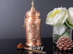 Handcrafted Copper Coffee Storage Jar with Spoon, 300g Capacity, Tinned Interior