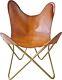 Handcrafted Leather Butterfly Chair Relax Chair Arm Chair Home With Iron Frame