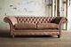 Handmade 3 Seater Light Natural Brown Leather Chesterfield Sofa Couch Chair