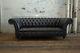 Handmade 3 Seater Vintage Black Leather Chesterfield Sofa Couch Chair