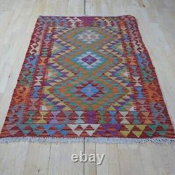 Handmade Kilim Rug Carpet / Vintage Bathroom Rug 3.5x4.9 ft Organic Kidsroom Rug